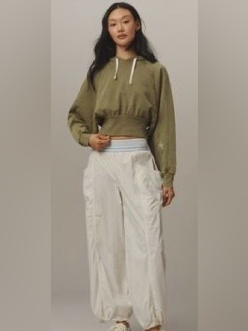 Anthropologie Daily Practice White Elastic-Waist joggers